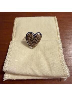 RETIRED Rare James Avery Heirloom Heart Ring Bronze & Sterling Silver size 2